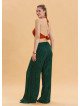 Green Ethnic Trousers with Elastic Waist and Tie Detail 4471